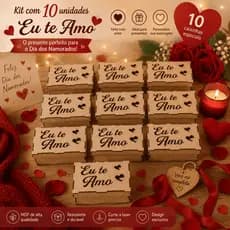 Kit 10 Caixa Mdf Eu Te Amo Dia dos Namorados Presente Lembrancinha Decoração