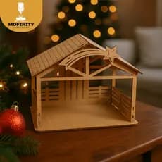 Presépio Natalino Mdf Cru 20 Cm Para Decoração Enfeite de Natal Casinha Artesanato
