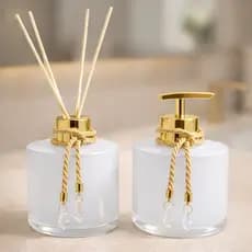 Kit Vidros Lavabo Luxo Degradê Branco Completo Porta Sabonete Difusor de Varetas Elegante