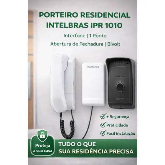 Porteiro Residencial Intelbras IPR 1010 Interfone | 1 Ponto | Abertura de Fechadura | Bivolt