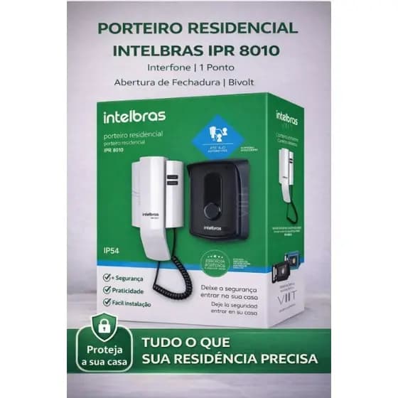 Porteiro Residencial Intelbras IPR 8010 Interfone | 1 Ponto | Abertura de Fechadura | Bivolt