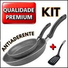 Frigideira Cinza Francesa Teflon Antiaderente Kit 22 cm e 18 cm Alta Qualidade e Design Moderno mais Espatula