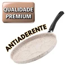 Frigideira Bege 4 Ovos e Hambúrgueres Teflon Premium Antiaderente Frita sem oleo e sem Grudar
