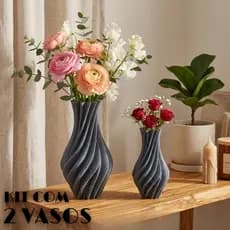 Kit 2 Vasos Decorativos Espiral 3D Cachepot Moderno para Decoração Sala e Mesa Plantas e Flores