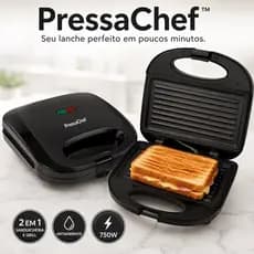 Sanduicheira Grill Eletrica 127V Prensa Dupla 2 Em 1 750w Antiaderente Versatil