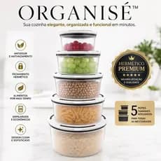 Kit 5 Potes Plasticos Herméticos Vedação 100% Anti Vazamento Conserva Alimentos
