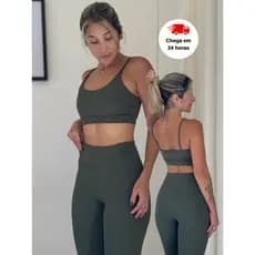 Conjunto Fitness Academia Top Básico  + Calça Legging cintura alta