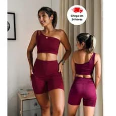 Conjunto Fitness Academia Top Ombro  + Shorts