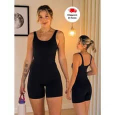 Macaquinho Fitness feminino Slim Sem Transparência Academia Alcinha larga