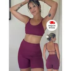 Conjunto Fitness Academia Top Costas Livre  + Shorts cintura alta