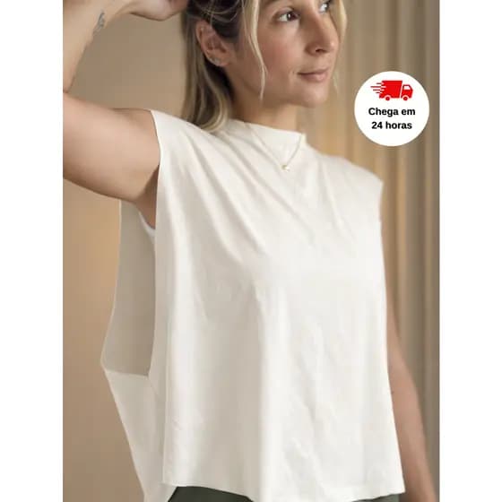 Camiseta Cropped Fitness Feminina Academia Regata Cavada Crossfit
