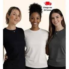 Kit 3 Baby Tee Feminina Slim Fit Manga Curta  Blusa Básica Conforto Elasticidade Várias Cores