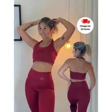 Conjunto Fitness Feminino Suplex Top Halter + Calça Legging  Cintura Alta Academia Treino Compressão