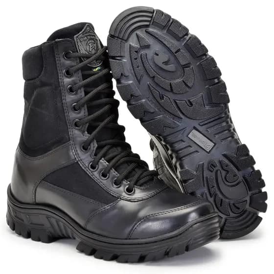 Coturno Alfa Militar Tátic3 Couro Macio Cano Alt3 Palmilha Gel Anti-impact3 Alívio Dor nos Pés BM Brasil