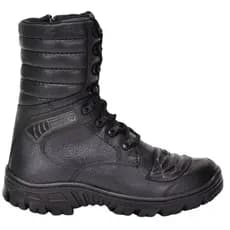 Coturno Cano Médio Preto Tatico Ziper Couro Acolchoada 5188n