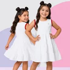 Vestido Infantil Femenino Branco e Verde de Festa de Fim de Ano 3 Marias Natal