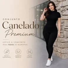 Conjunto Canelado Feminino Elegante Calça e Blusa Confortável Passeio Trabalho festa