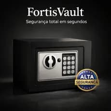 Cofre Digital Eletrônico Segurança Código Chave Compacto Resistente Preto