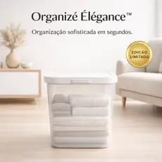 Caixa Organizadora 20L com Tampa Branco Resistente Organizé Élégance