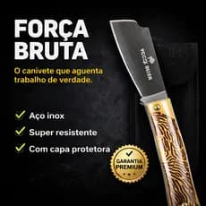 Canivete Força Bruta Aço Inox 3,5” + Capa | Lâmina Afiada Resistente Camping Pesca Sobrevivência