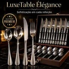 Conjunto Talheres Inox 24 Peças Maleta Portátil Organizer Jantar Refeições
