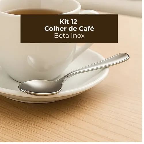 Kit 12 Colheres Café Aço Inox Resistente Design Elegante Conjunto Utensílios Cozinha Durável