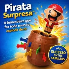Pirata Surpresa™ | Jogo Interativo Infantil que Faz o Pirata Saltar | Diversão em Família + 16 Espadas