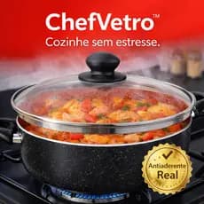 Caçarola Antiaderente Cerâmico 22cm Tampa De Vidro Cozinha Prática Resistente