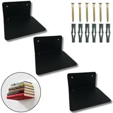 3 Prateleiras Invísiveis de Parede para Organização Livros Aço Resistente Suporte Reforçado