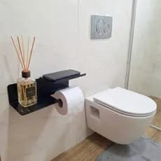 Kit 2 Suportes De banheiro Para Porta Papel Higiênico Porta Celular Aço Reforçado De Parede