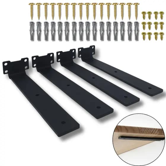 Kit 4 Suportes De Prateleira 25cm Invisível Inverso Mão Francesa Resistente Aço