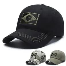 Bone de Camuflagem Masculino Boné de Beisebol Bordado com Bandeira do Brasil para Esportes e Caça