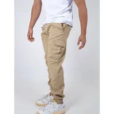 Calça Cargo Masculina Cargo Jogger sarja Casual Streetwear Premium com punho Elástico e Bolsos Laterais Skate