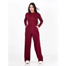 Conjunto de Lanzinha Feminino Cropped Manga Longa e Calça Pantalona Moda Feminina