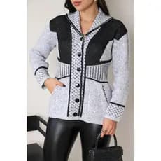 Casaco de Mousse premium Tricot Feminino | Casaco Paris  Botões Tricô  Mousse Elegance