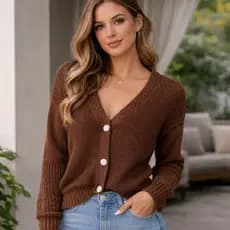 Casaco Tricot Feminino Curto Cardigan Botão Casaquinho Inverno Plus Size - Wm Malhas