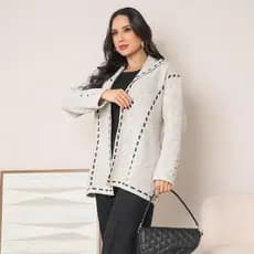 Casaco Tricot Premium Cardigan Feminino Mousse Manga Longa Inverno Moda 2026