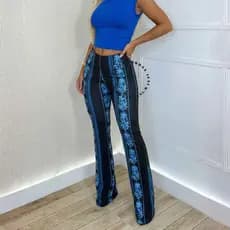 Calça feminino plus size flare estampado boca de sino legging cintura alta bailarina