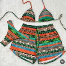 Biquíni Feminino 3 Peças com Short Leve Verão