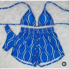 biquini  3 Peças  Short Praia Moda praia Tendência
