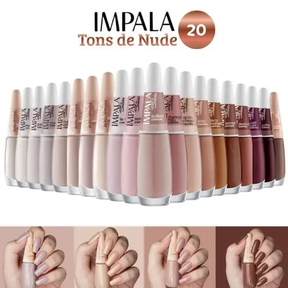 Esmalte Impala Kit 20 Cores Tons De Nude, Terrosos E Claras