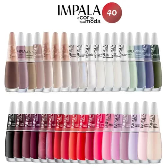 Esmalte Impala: Kit com 40 Cores Variadas sem repetição lançamento Atacado
