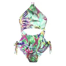 Maio Com Bojo Removível E Abertura Frontal na Estampa Tropical Art Stilo