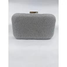 Bolsa Clutch de Festa Retangular Malha de Strass