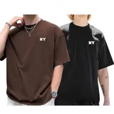 Kit 2 Camisa Camiseta Oversize Unissex NY New York Tamanho Grande Plus Size 100% Algodão