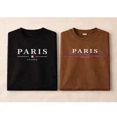 Kit 2 Camisas Plus Size Estampada - PARIS Camiseta Malha 100% Algodão