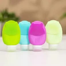 Kit 4 Frascos Silicone Para Viagem Coloridos Porta Cosméticos 90ml de Silicone e Flexível Lavável e Reutilizável