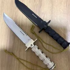 Faca Rambo Tática Militar Aço inox serrilhado kit sobrevivência Com Bainha