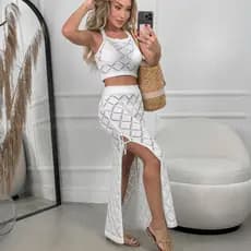Saída De Praia Feminino Longa Saida De Banho Roupa De Praia Croche Conjunto Tricot