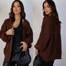 Cardigan De Tricot Longo Grosso Feminino Casaco De Frio Elegante Quentinho